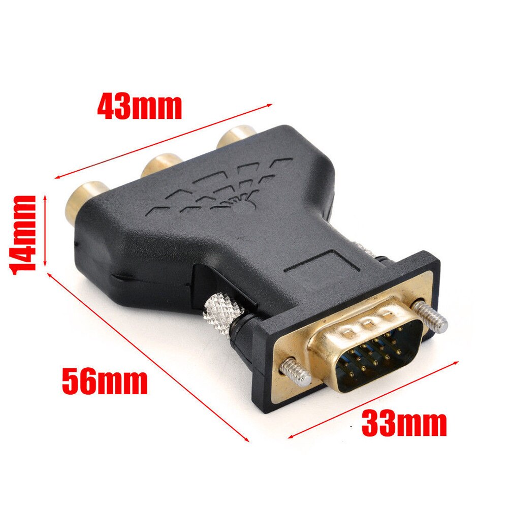 VGA to RCA Connecter Converter Male VGA to 3 RCA RGB Video Female To HD 15-Pin VGA Style Component Video Jack Adapter Plug