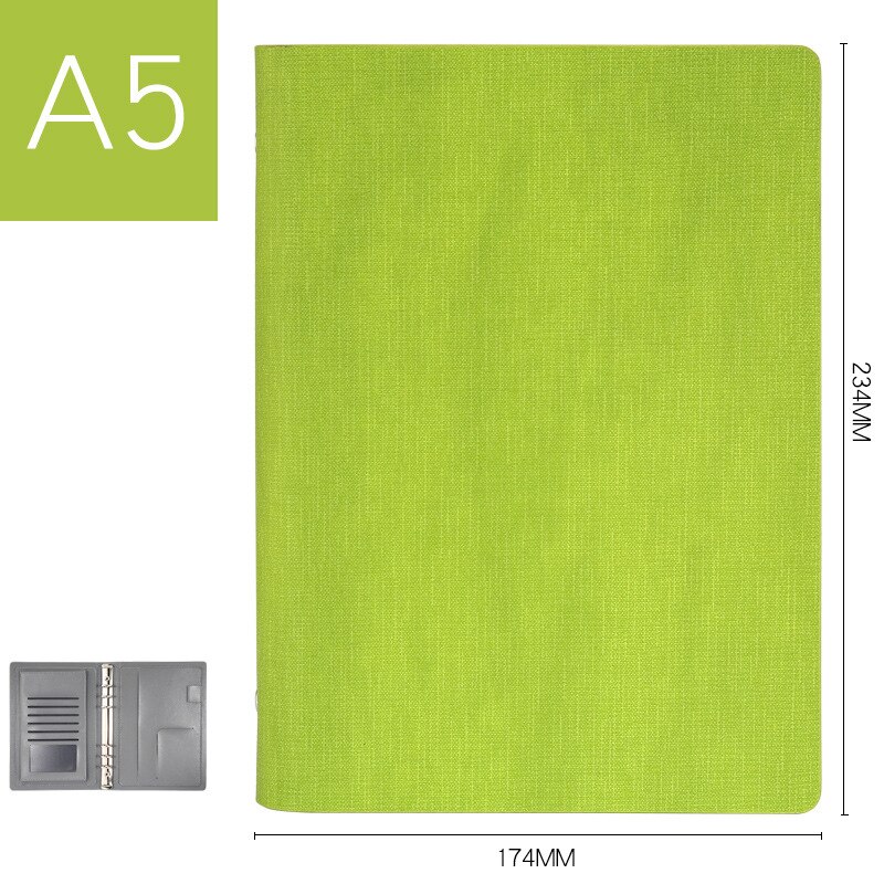 Classeur en cuir A5 Padfolio, classeur porte-carte d'affaires, organiseur de bureau, école, classeur à 6 anneaux, tampons d'écriture de gestionnaire: Jaune clair