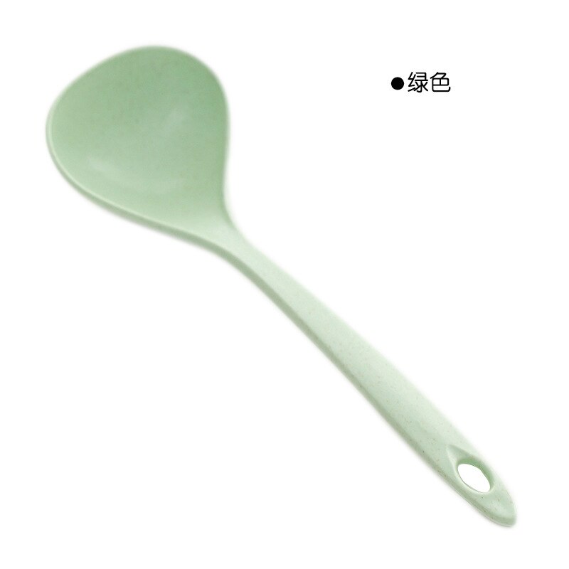 1Pcs Tableware Wheat Straw Rice Ladle 4 Colors Long Handle Soup Spoon Meal Dinner Scoops Kitchen Supplies Cooking Tool Ladle: green