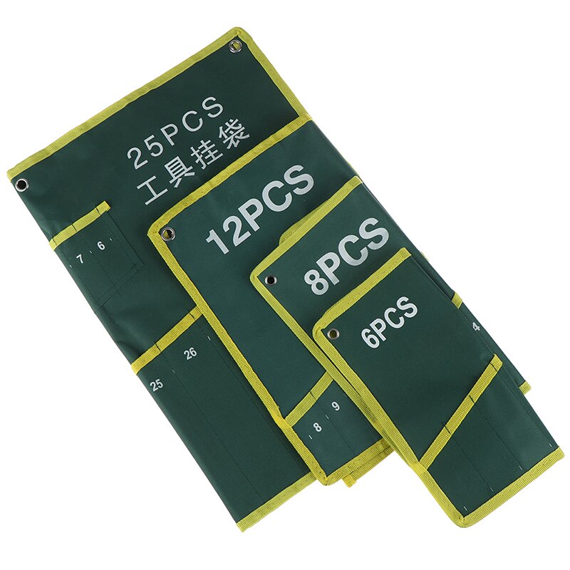 6/8/12/25 Pocket Grids Canvas Roll Spanner Tang Wrench Tool Opbergtas