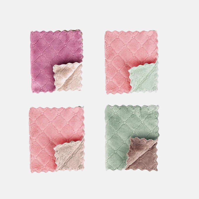 8 Stuks Thuis Microfiber Handdoeken Voor Reiniging Microvezel Veeg Voor Keuken Absorberende Dikkere Doek Tafel Keuken Handdoek Washandje: 5 / 8pcs