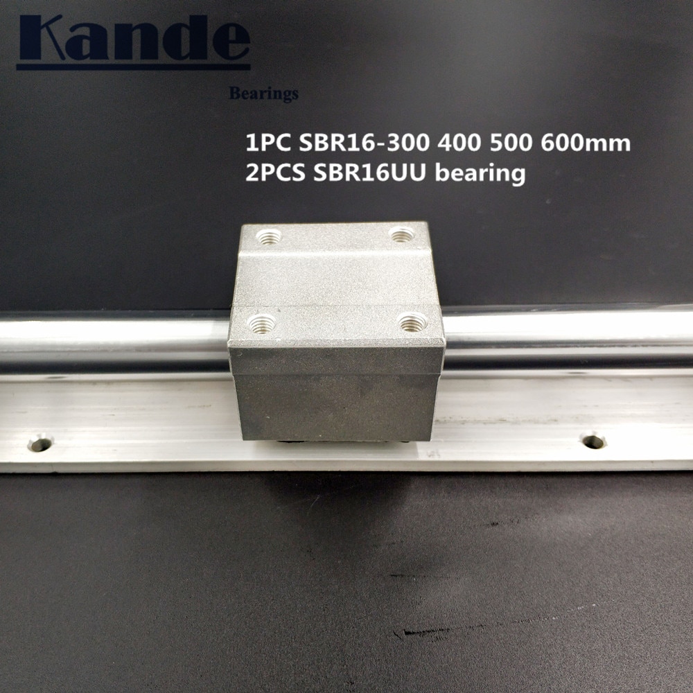 Trilho linear 16mm sbr16-300 400 500mm 1 pç guia linear sbr16 + 2 pçs blocos sbr16laptop para cnc