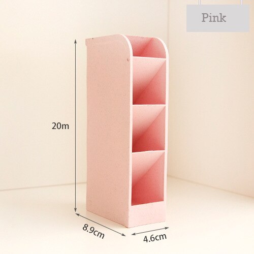 4 Raster Multifunctionele Desktop Pen Houder Clip Card Opbergdoos Make Up Borstel Houder Bureau Potlood Organisator Diversen opslag: Roze