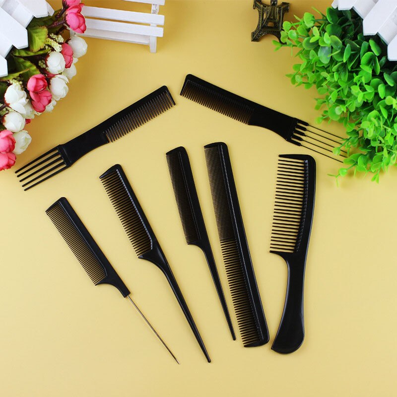 10Pcs Professionele Kammen Kits Kapsalon Kapper Kam Borstels Anti-Statische Haarborstel Hair Care Styling Gereedschap Set