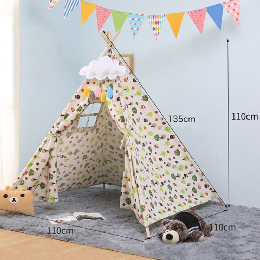 Baby Portable Tents Cotton Canvas Children's Tent Portable Foldable Game Teepee Outdoor Kids Play House Girls Wigwam Game House: WJ3688O