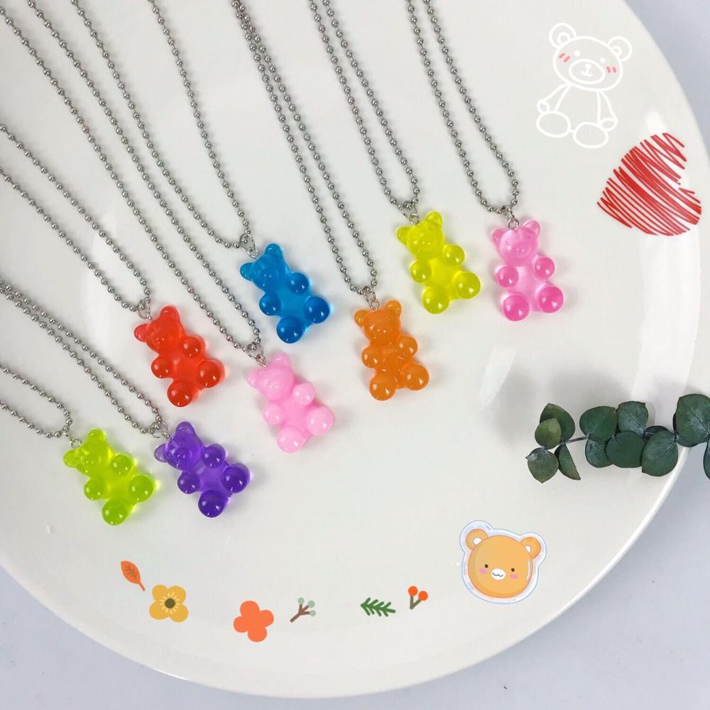 popular gummy bear trendy necklace women stainless steel chain womens necklace cheap jewelry with