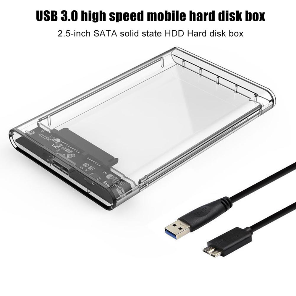 5Gbps USB3.0 Enclosure 2.5inch SATA HDD SSD Serial Port SATA SSD Hard Drive Case transparent Mobile External HDD Case Box for PC