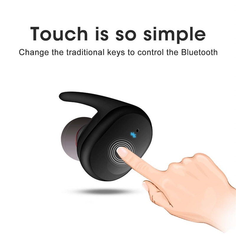 Tws Bluetooth 5.0 Touch Sport Waterdichte Oortelefoon Ruisonderdrukking Binaural Draadloze Bluetooth Headset Met Opladen Bin