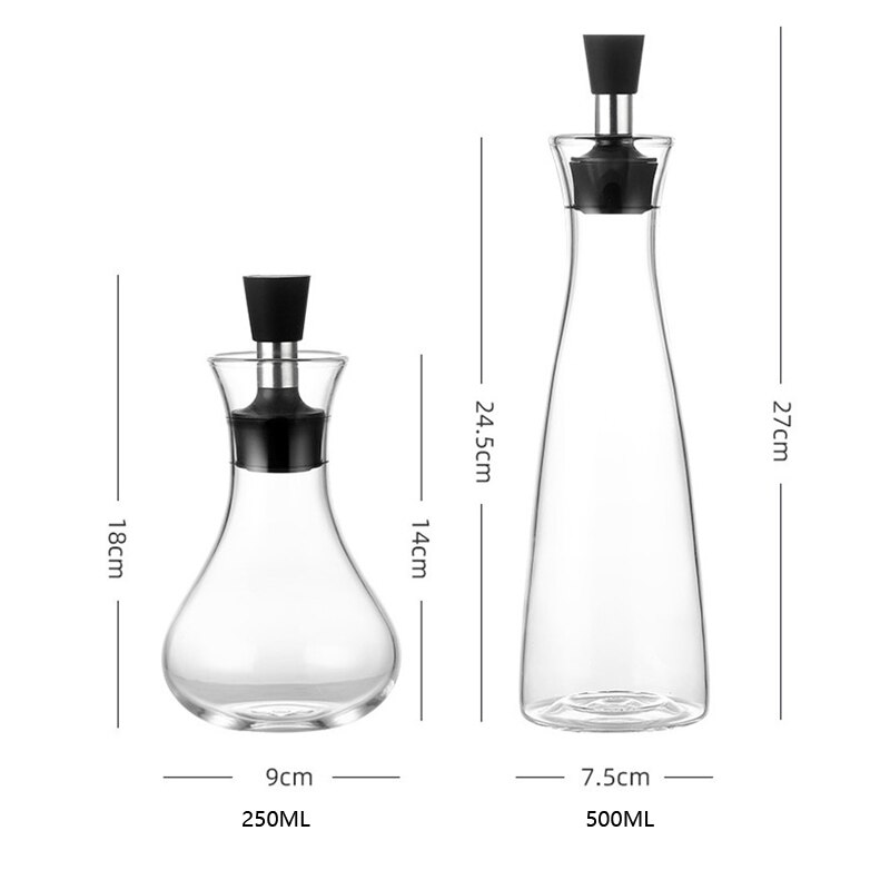 300/600ml glas cruet olie flasker dispenser sovs både lækagesikre olie eddike flaske sauce beholder gryde køkkenværktøj