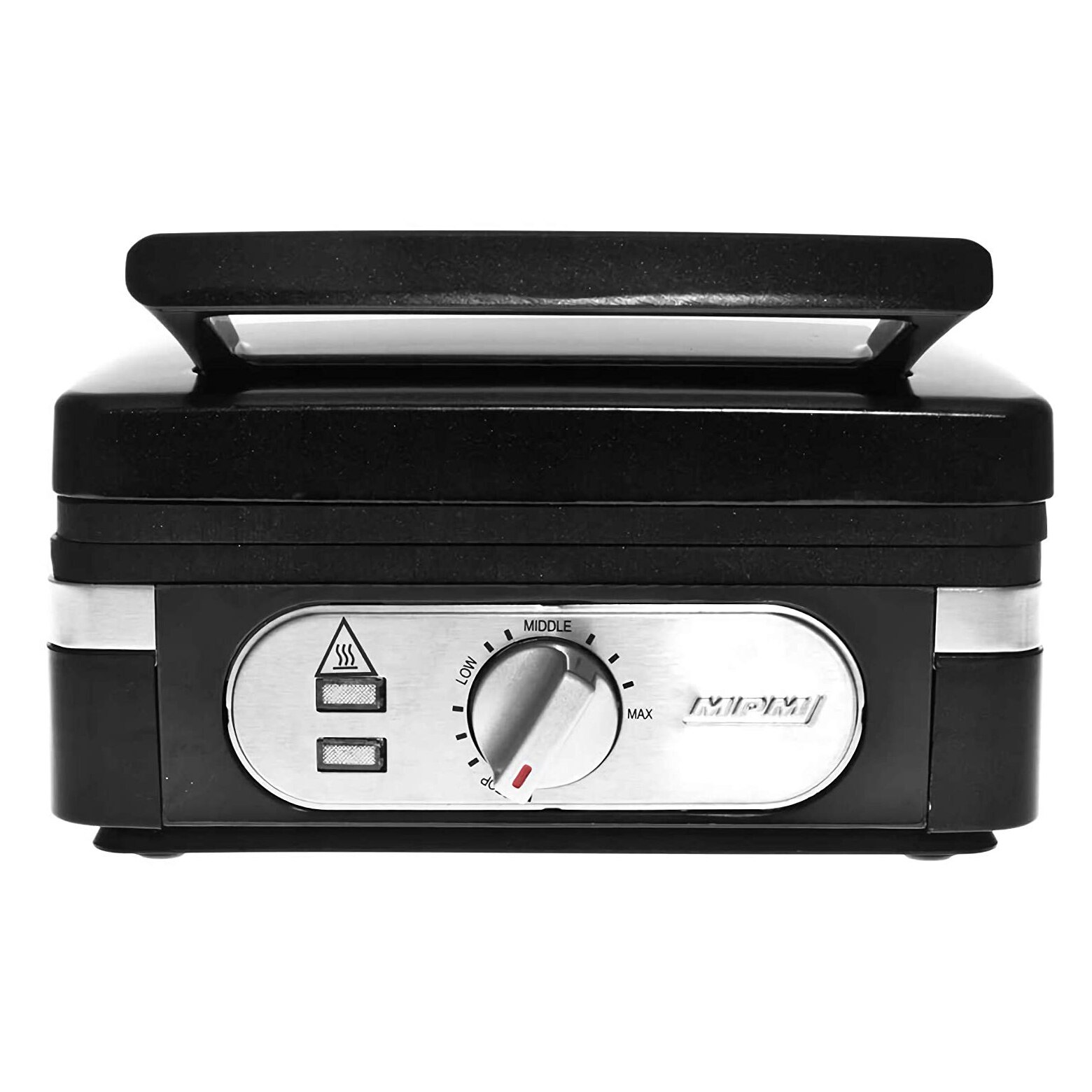 MPM MGO-24 gaufrier électrique, 2 épaisses, antiadhésif, régulateur de température, en acier inoxydable. 1400W Noir