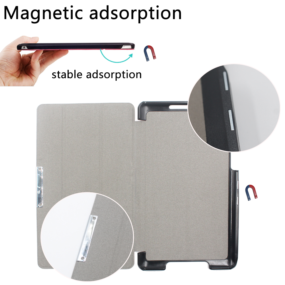 Foldet pu-læderetui til google nexus 7 fhd 2nd (2nd. generation (flip-tablet-cover med stativ, automatisk slumre-/vågnefunktion)