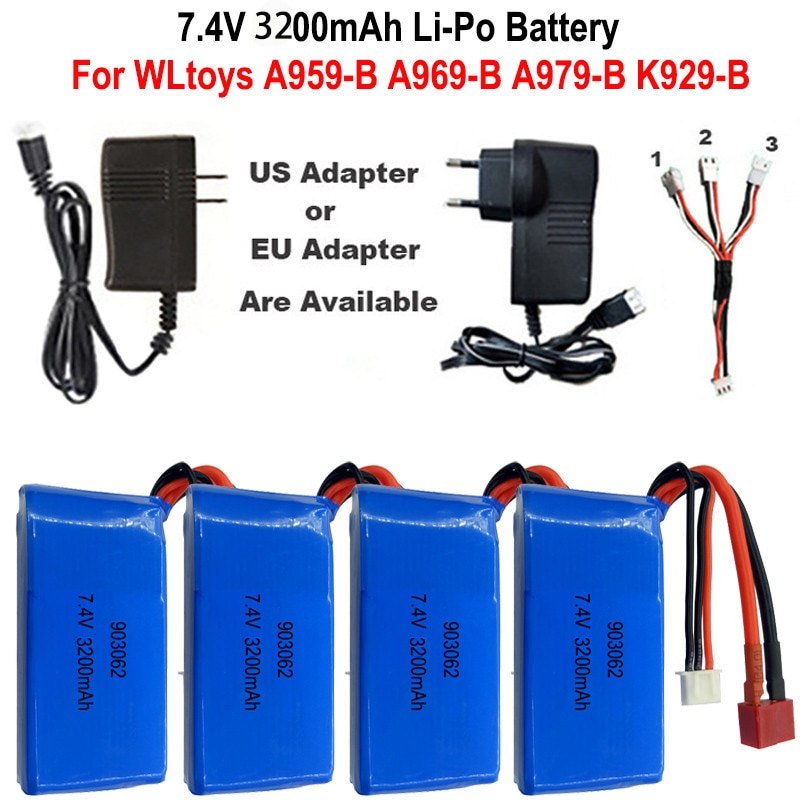 7.4v 2000 mah 2s lipo batteri til wltoys  a959- b  a969- b  a979- b  k929- b rc ørkenbil bil opgradering dele batteri