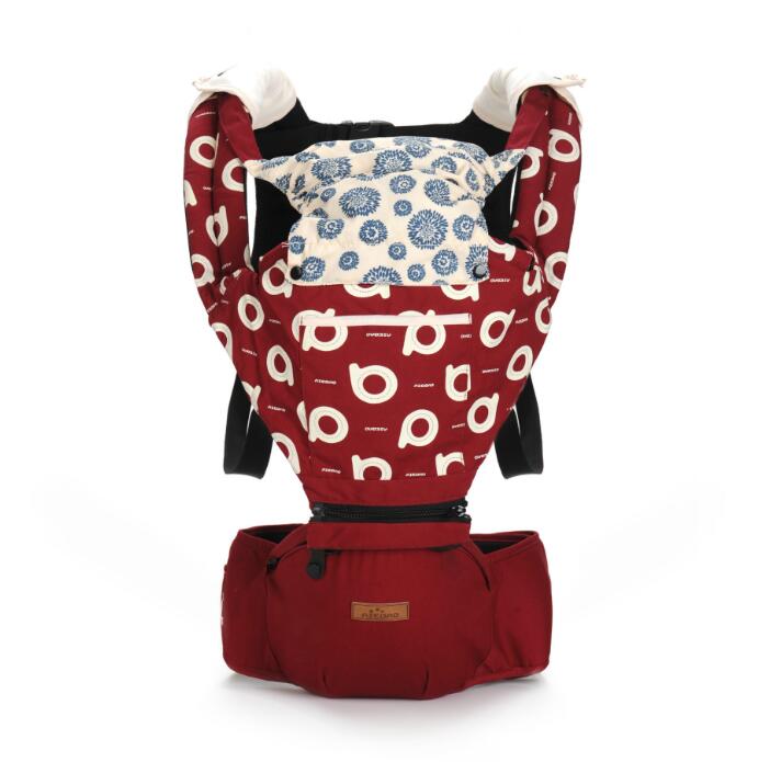Porte-bébé multifonction d'hiver aiebao avec repose-taille dorsal: Fleur rouge