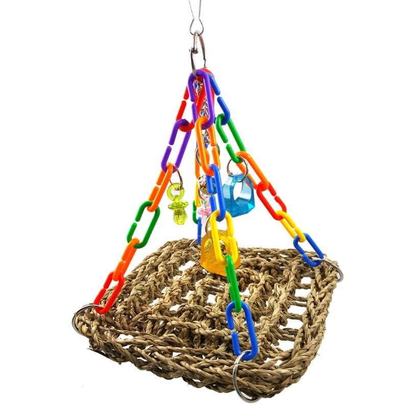 Juguetes para masticar aves, estera de algas marinas de loro con piezas de colores para ejercicio, 85WC