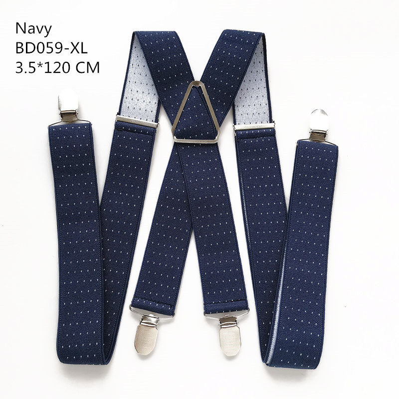 Solid Color Unisex Adult Suspenders Men XXL Large Size 3.5 cm Wide Adjustable Elastic 4 Clips X Back Women Trousers Braces Party