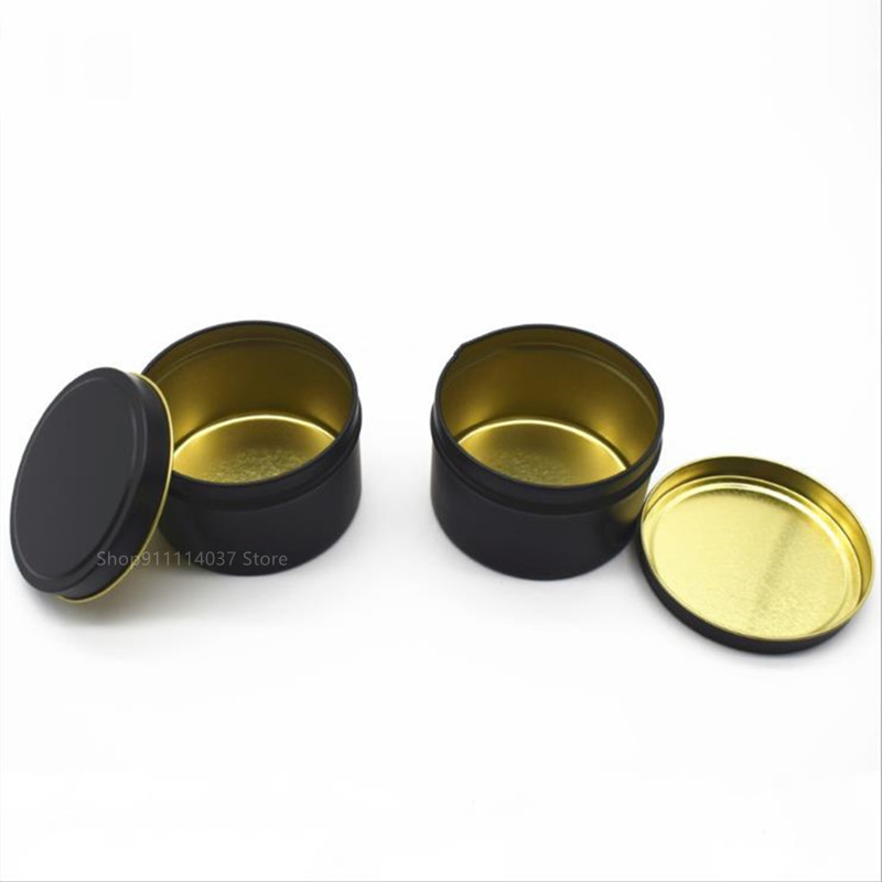 6pcs Candle Jars With Lid Bulk Round Candle Container Tins Candle Making Tools Wood Cotton Wicks DIY Candle Coffee Beans Storage: 6PCS Black