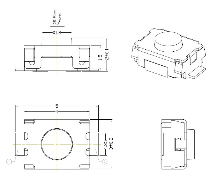 100 TEILE/LOS SMD 2 Pin 3X4MM Tactile Tact Push Button Micro Schalter Momentary 3*4*2 MM Micro taste