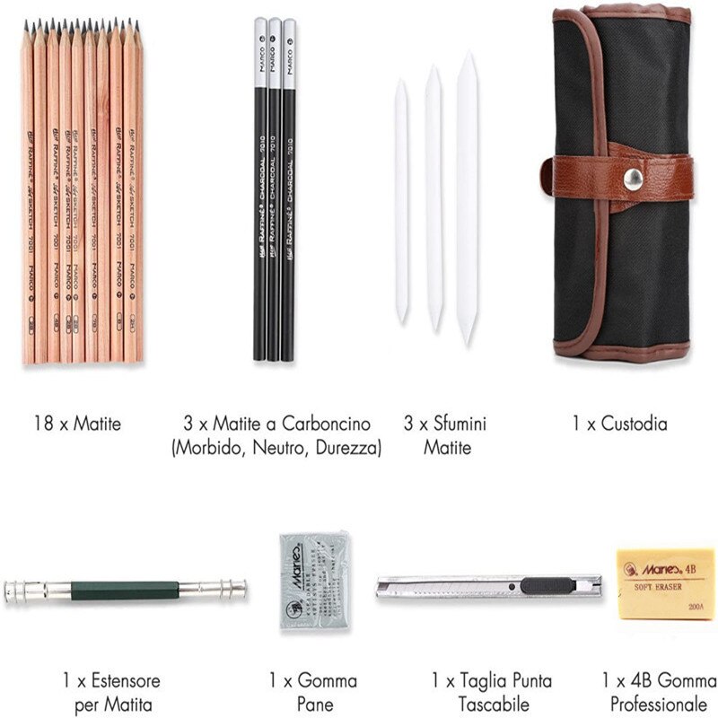 29Pcs Sketch Pencil Set Sketch Drawing Set Wooden Pencil Artist School Student Art Painting Stationery