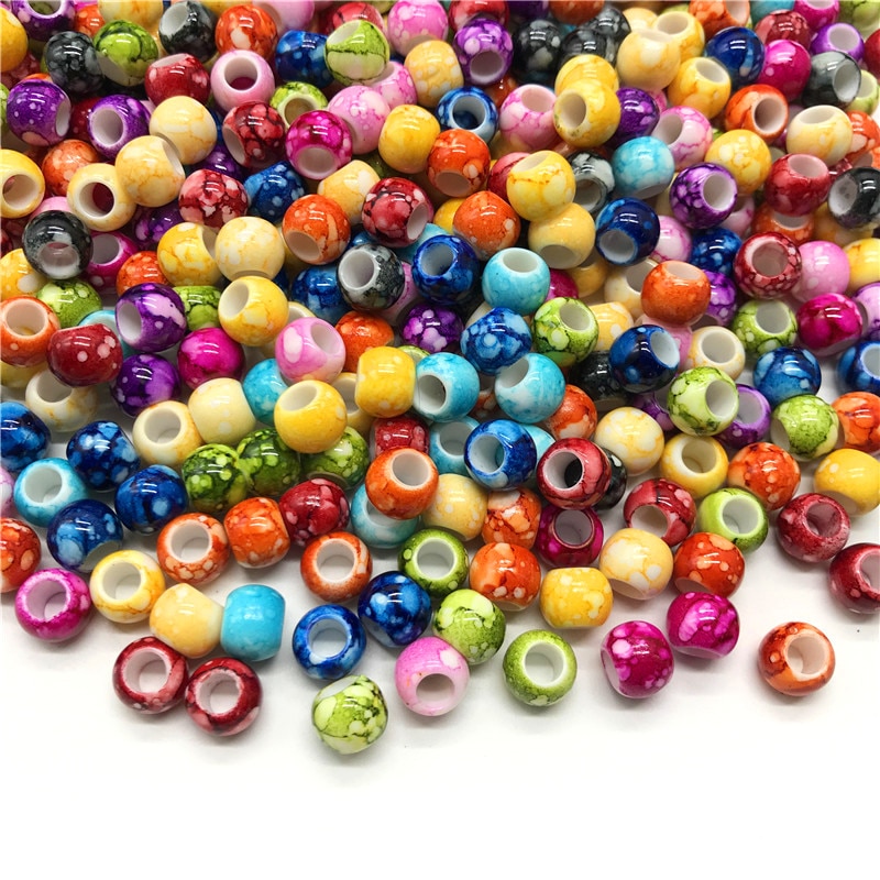 30 unidades/lote de cuentas redondas de agujero grande de 10mm para la fabricación de joyas, cuentas acrílicas, joyería cuentas sueltas Multicolor, accesorio DIY