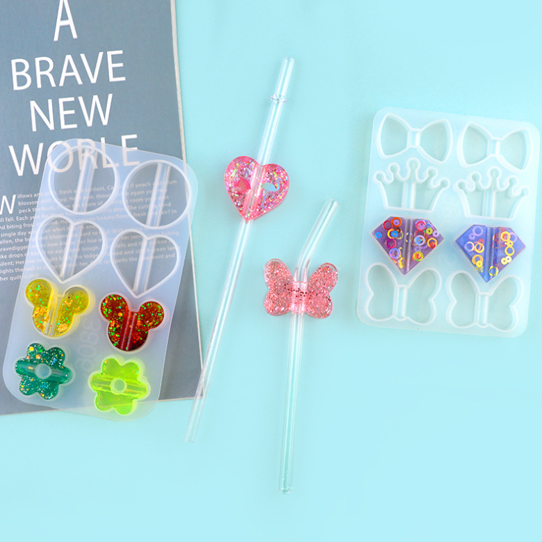 Diy-strohhalmaufsatzform aus harz, form für blume und schmetterling, strandparty-dekoration, epoxidharz-kunst, strohhalmbefestigung, bastelarbeiten