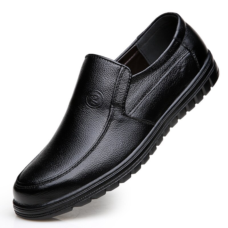Mænd business casual sko skridsikker åndbar første lag herre sko mænd mænd loafers zapatos de hombre: Sort / 10