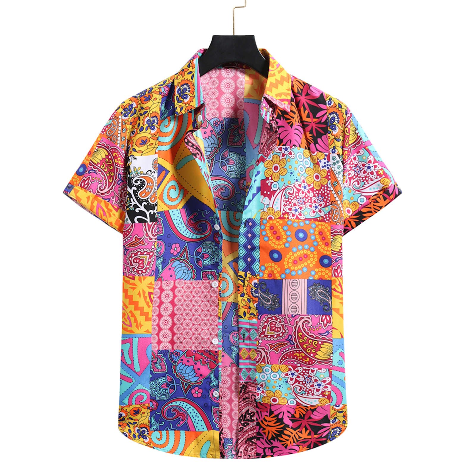 Mens Beach Shirts Ethnic Short Sleeve Casual Linen Printing Hawaiian Shirt Blouse Couple Loose Fit Hawaii Vintage African Print: XXL