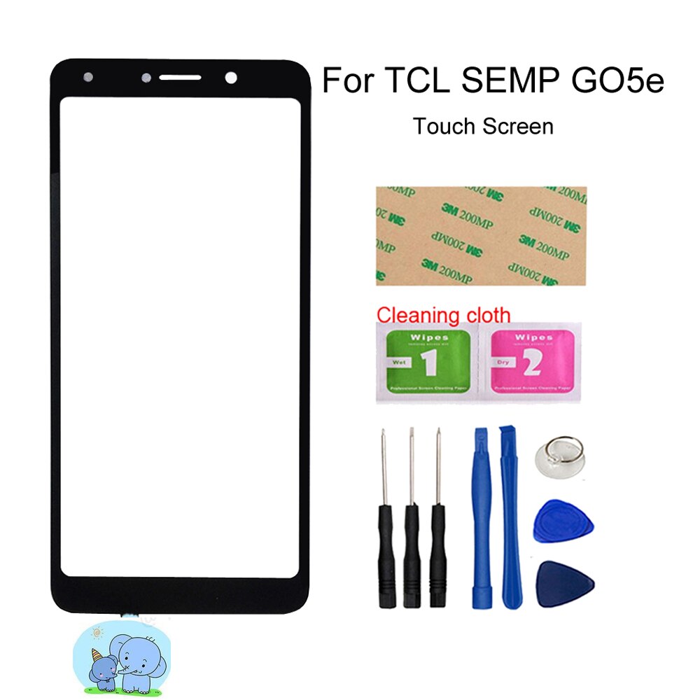 Mobile Touch Screens For TCL SEMP GO5e Touch Screen Digitizer Front Glass Lens Sensor Panel Phone Repair Parts 3M Glue: black tools