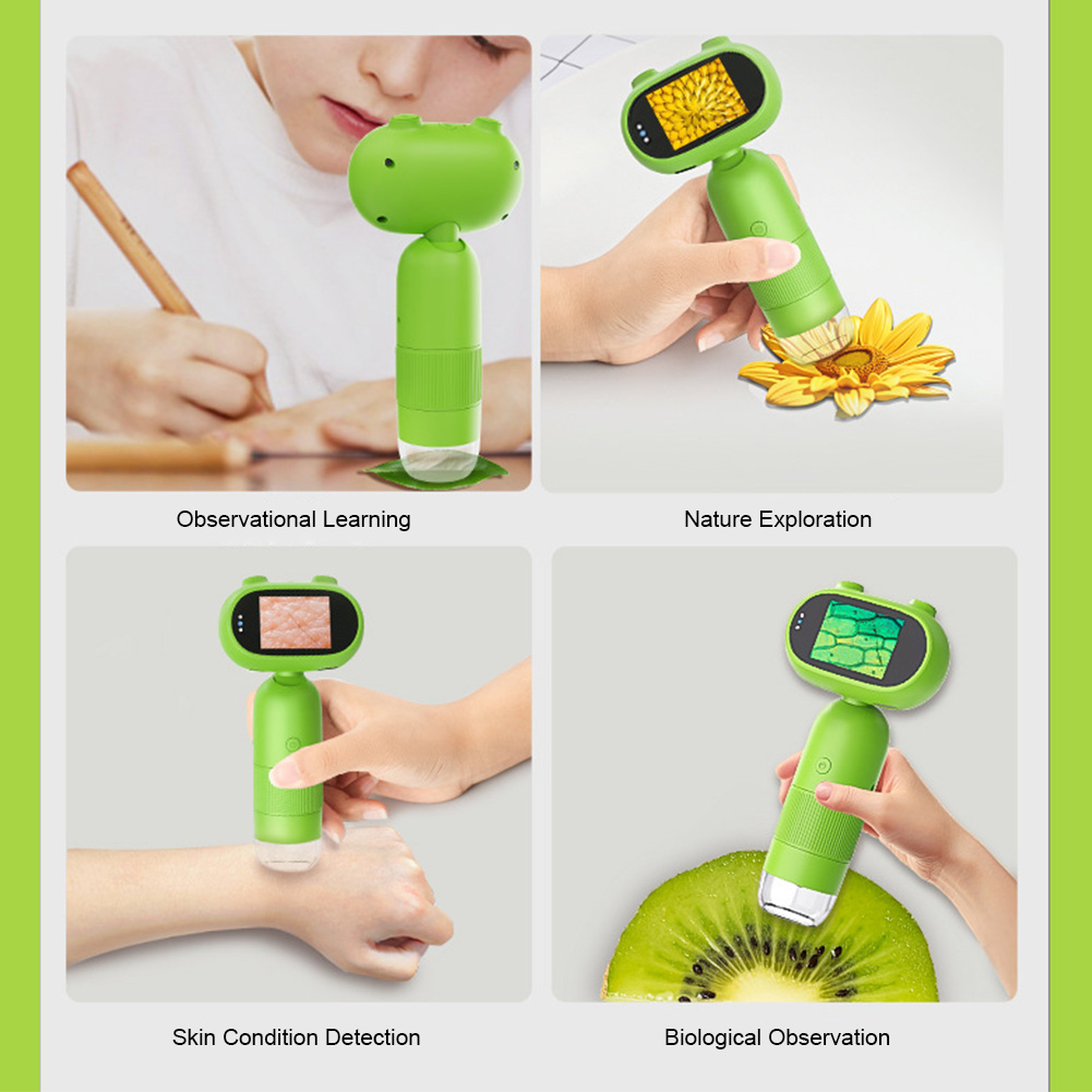 Microscopio Electrónico con lupa para niños, cámara de 200 megapíxeles, juguetes científicos educativos con 8 luces LED, función de foto y Video, 1000x