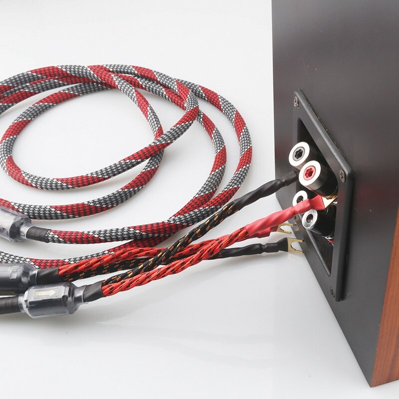 -One Pair Oxygen-Free Copper(OFC)Audio HiFi Speaker Cable HI-FI High-End Amplifier Speaker Cable