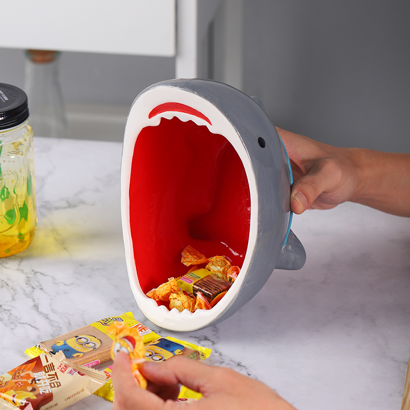 Bol en céramique, mignon, grand bol d&#39;attaque de requin, simple, personnalité créative, ménage, bol en céramique, dessin animé, boîte de rangement de nourriture de fruits