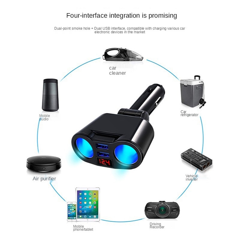 Enchufe para encendedor de cigarrillos cargador de coche Pantalla de voltaje de 3.1A 12-24V LED indicador de Adaptador Dual de cargador USB de luz para teléfono MP3 DVR