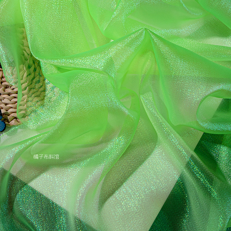 Gradiënt Organza Zijden Gordijn Gouden Bruiloft Kleuterschool Kleding Jurk Creatieve Podiumstof Achtergrondstof: Bruin