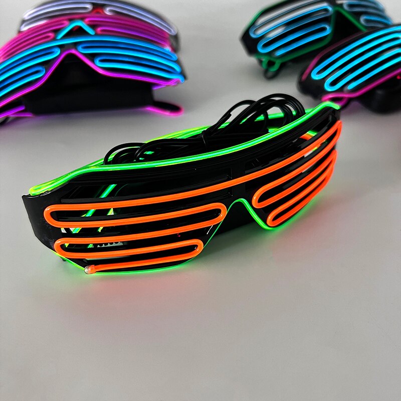 Gafas luminosas LED para Halloween, brillo de neón brillante, luz intermitente, gafas de sol de cristal para suministros de , disfraces de utilería