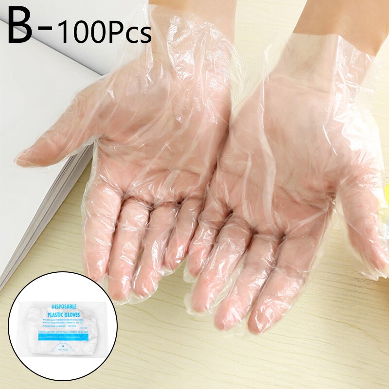 50/100Pcs Voedsel Plastic Handschoenen Transparante Wegwerphandschoenen Voor Restaurant Fruit Groente Handschoenen Keuken Accessoires: 2