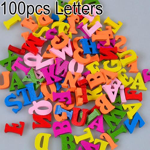 100Pcs Kleurrijke Letters Numbers Houten Plaksteen Versieringen Ambachten Tool Приукрашивание