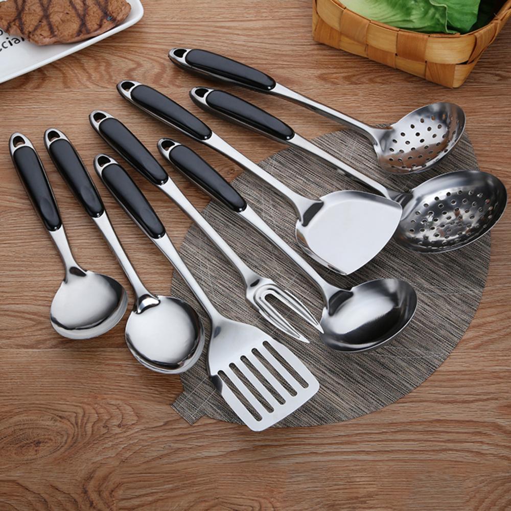 Multi Function Stainless Steel Soup Spoon Colander Long Handle Spatula Kitchen Cooking Strainer Tools