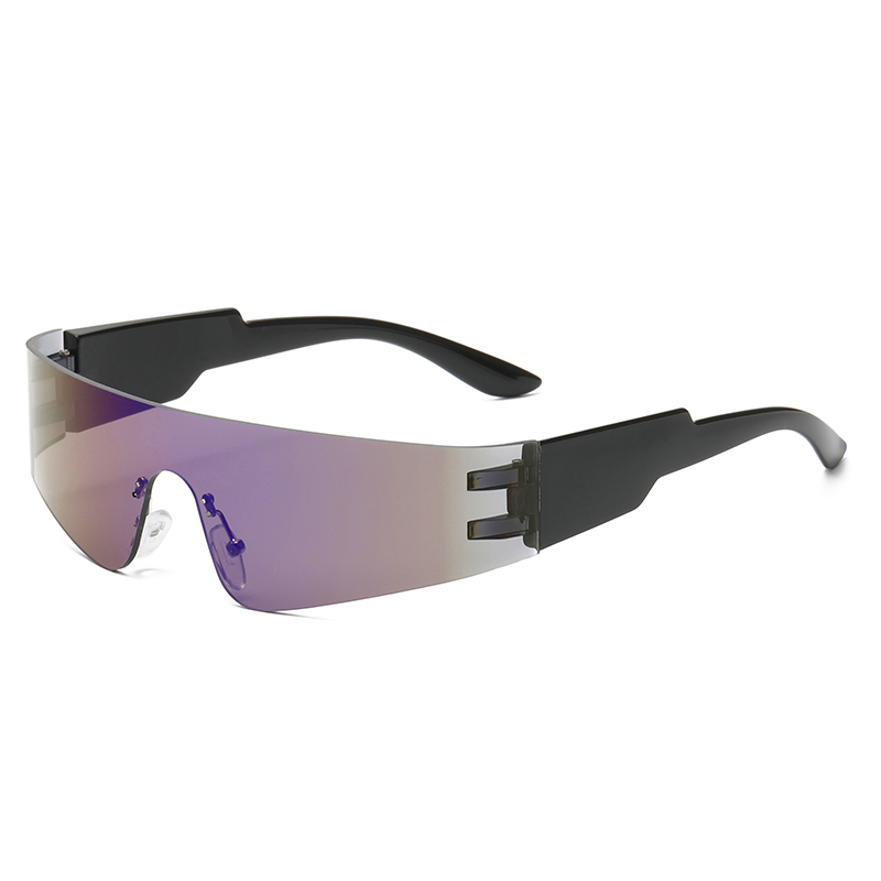 Gafas de sol Punk de una pieza para ciclismo, gafas de sol con espejo Y2K para mujer, gafas envolventes de los años 2000, gafas de: Azul
