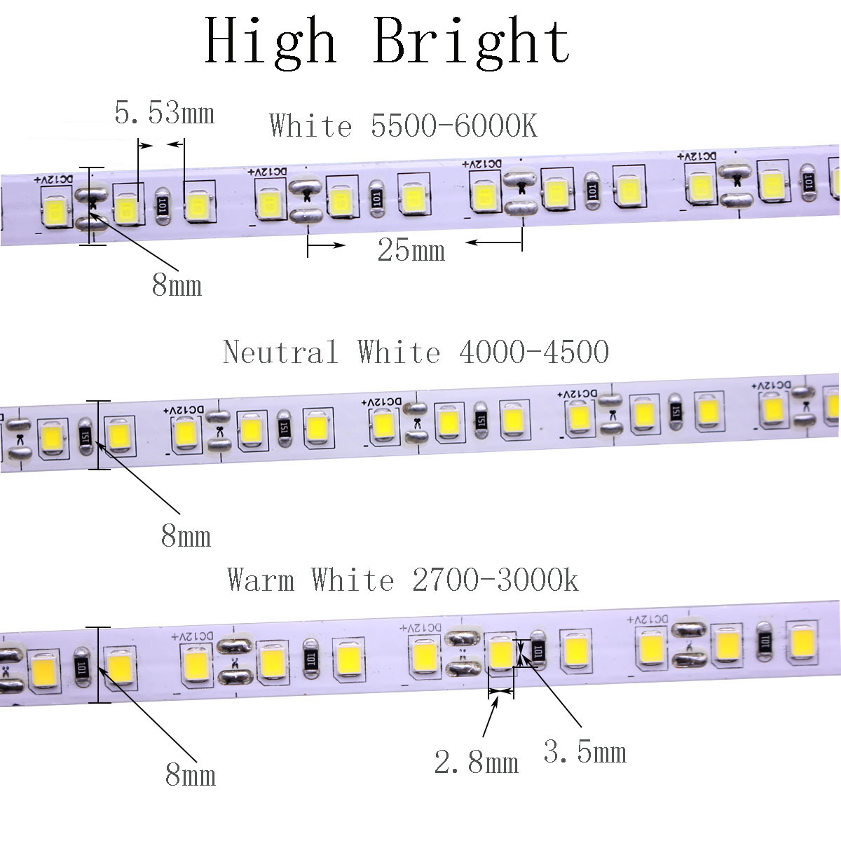 Tira de luces LED de 3mm, 4mm, 5mm de ancho estrecho, 5M DC12V 2835 120 180Leds, cuerda de luz, cinta LED Flexible, lámpara de retroiluminación, decoración del hogar