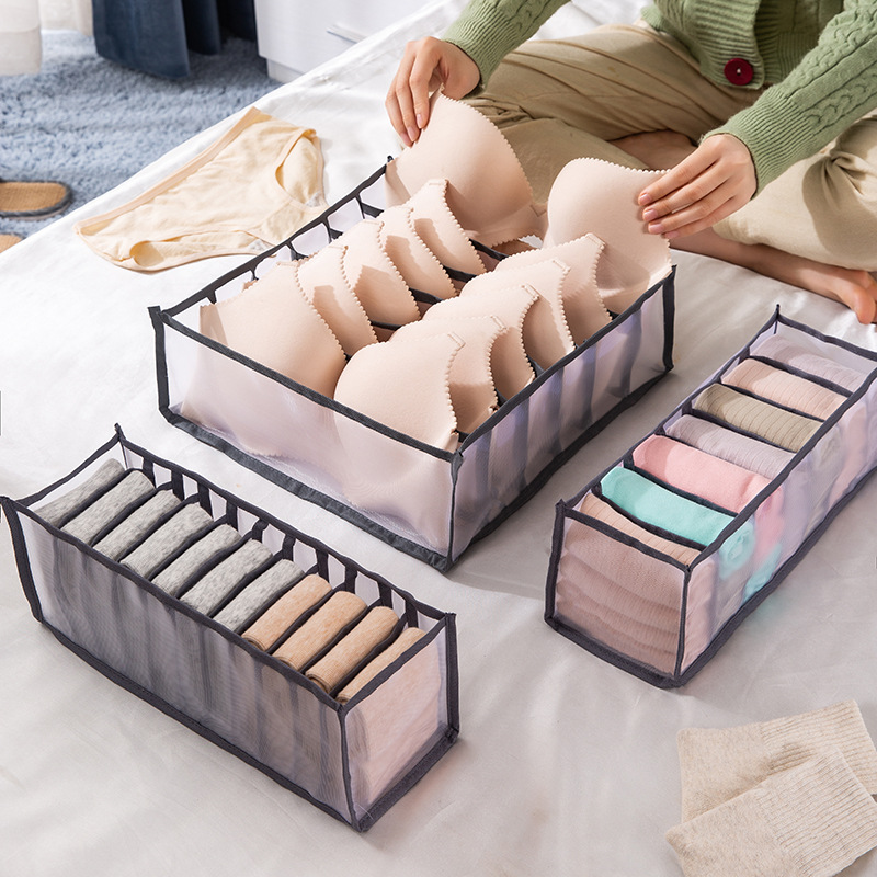 Bra Storage Boxes Underwear Clothes Organizer Drawer Nylon Divider Closet Storage For Folding Ties Socks Shorts Organiser