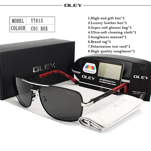 OLEY Polarisierte Sonnenbrille Männer Neue Augen Schützen Sonnenbrille Mit Zubehör Unisex fahren brille oculos de sol: Y7613 C1 BOX