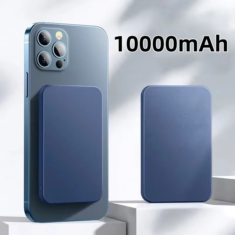 50000 mah trådlös magnetisk powerbankladdare snabbladdningsbar extern reservbatteri för apple iphone android: Blå