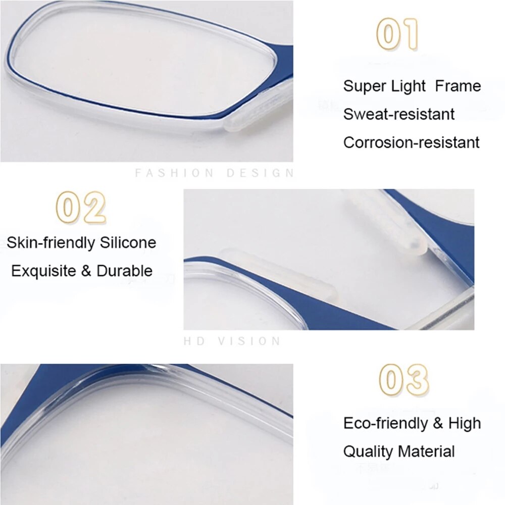 Nonor Mannen Leesbril Hals Opknoping Glazen Mini Neus Clip Op Reader Rimless Portemonnee Vergrootglas Presbyopie Eyewear Met Case