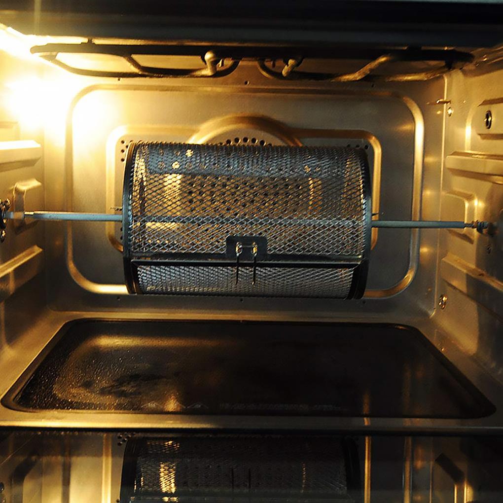 Grill Roaster Drum Stainless Steel 360 Rotating BBQ Baking Roaster Drum Rotisserie Grill Tool Oven Basket For Roasting Baking