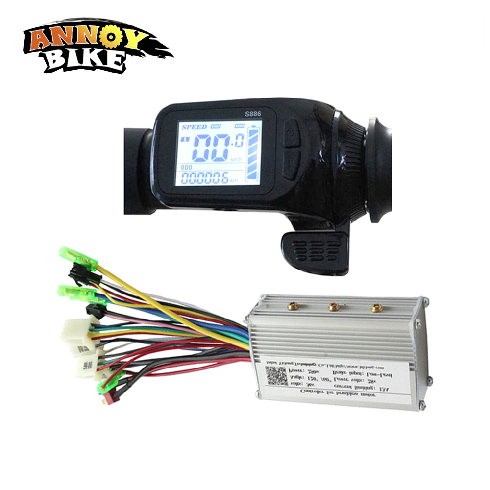 24V36V48V 250W350W500W Electric Bike Controller Ebike S886 LCD Display Thumb Throttle Ebike Controller Electric Bike Scooter