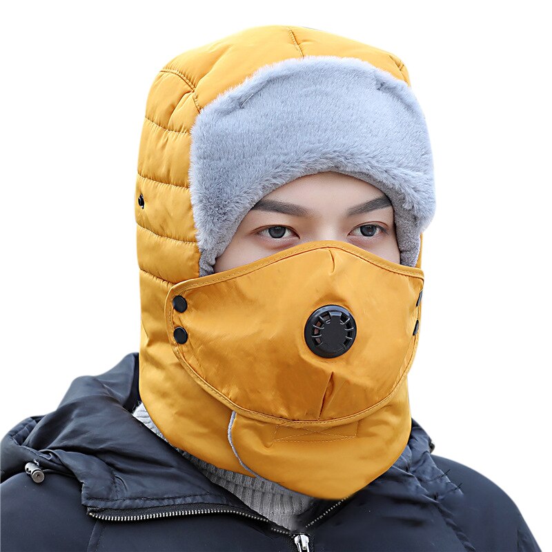 Full Protection Warm Waterproof Winter Hats With/Without Glasses for Riding Bike Motorcycle Outdoor d88: Yellow  Section