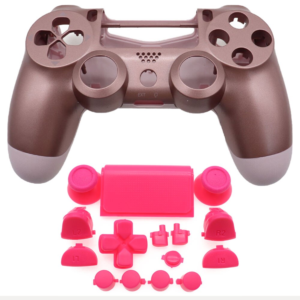 TingDong Full Plastic Hard Shell + Buttons Mod Kit For JDS JDM-050 055 For PS4 5.0 Controller Housing Cover Case: Pink