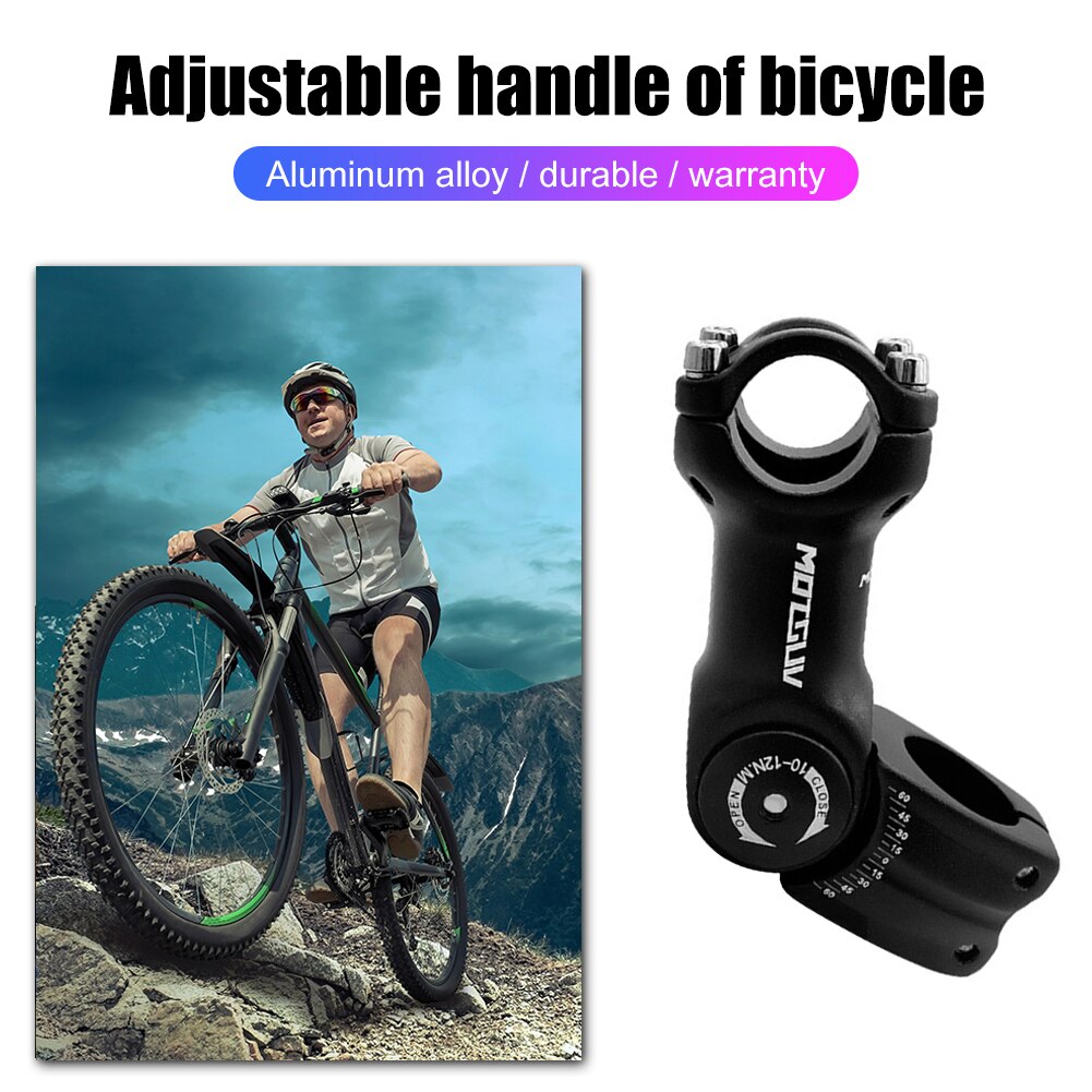 MOTSUV 60 Degree Adjustable Bicycle Stem 25.4/31.8mm Mountain Road Bike Handlebar Riser Stem