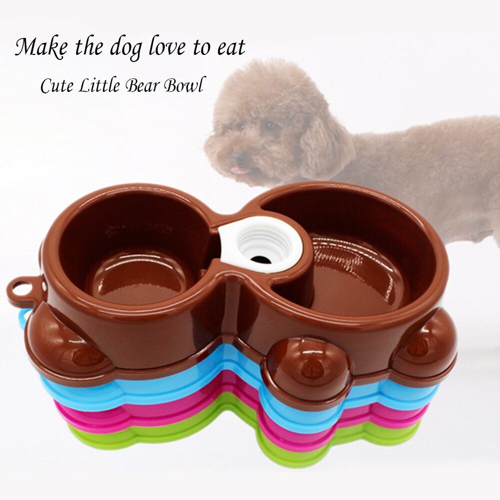 Dubbele voerbak voor huisdieren, dubbele hondenvoerbak, voerbak voor puppy's en katten, voerbak voor huisdieren met waterflespoort