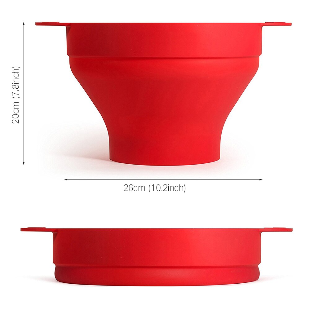 Silicone Popcorn Bucket Bowl Maker With Lid Foldable Red Kitchen Gadgets DIY Popcorn Tools For Home