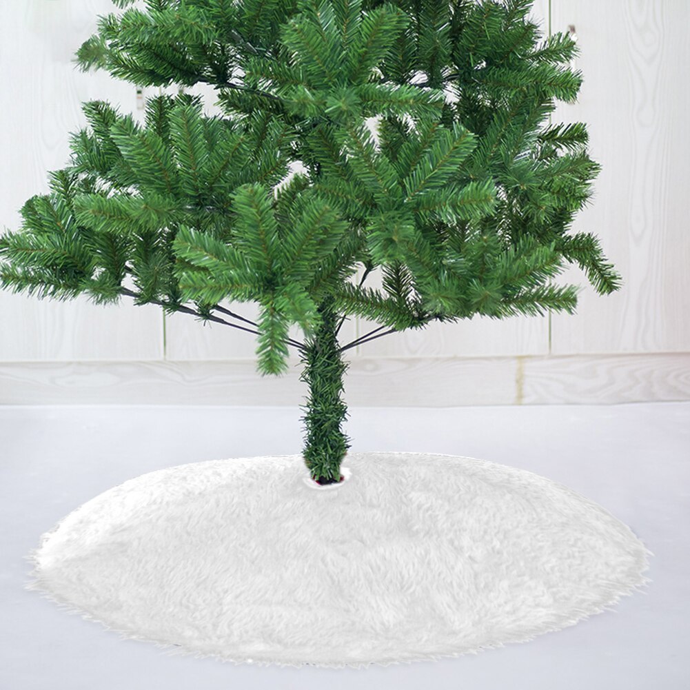 1Pc Witte Kerstboom Rok Pluche Faux Fur Tapijt Xmas Floor Mat Ornamenten Vrolijk Kerstfeest Nieuwjaar Kerstboom decoratie